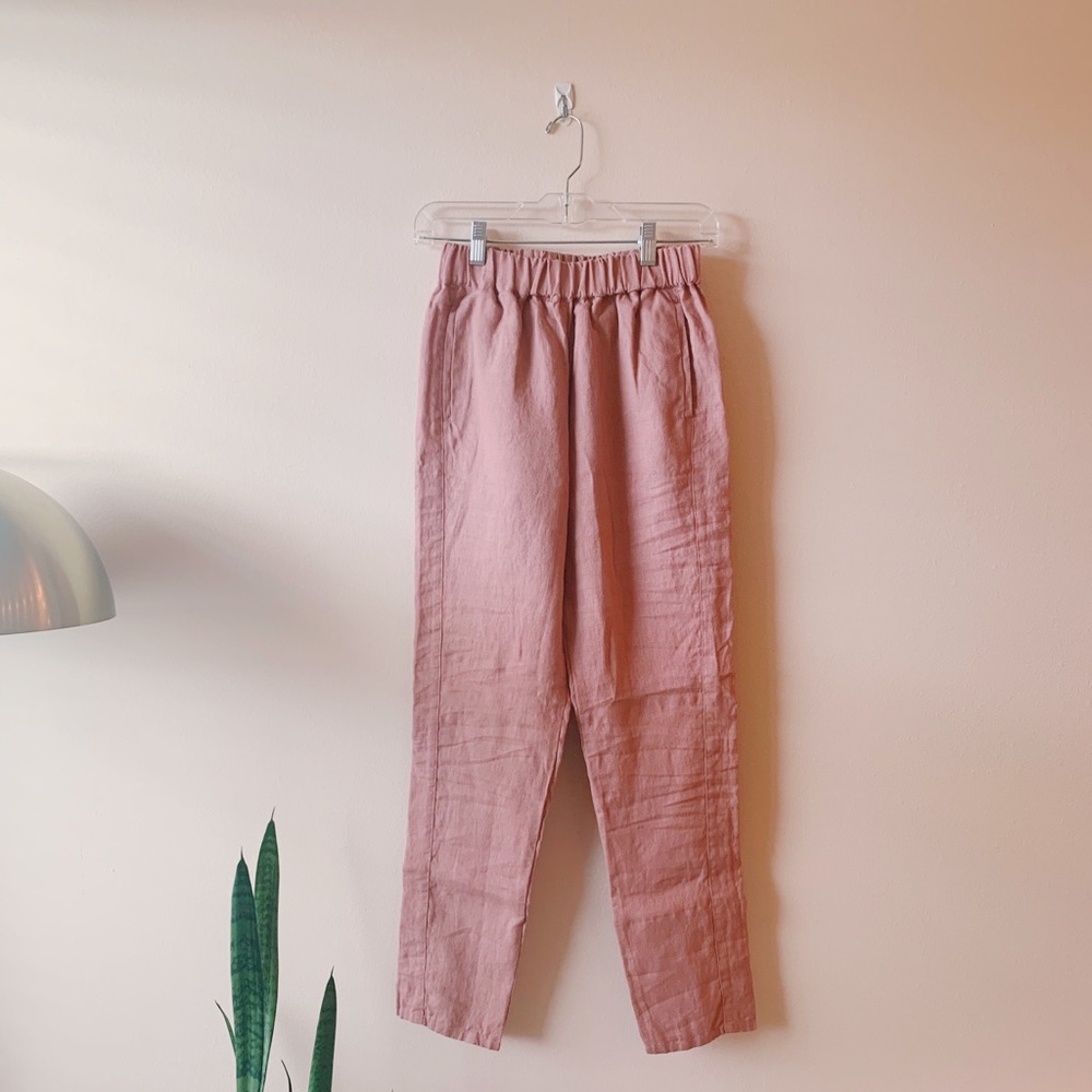 Linenfox Nova tapered linen trouser elastic waist